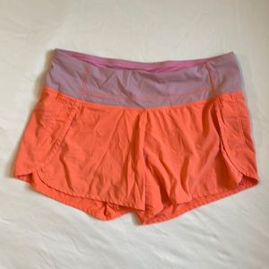 NEON ORANGE LULU LEMON SHORTS SIZE 6
